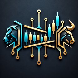 EDGE NQ Breakout Scalper: cyan and gold bull and bear emblem